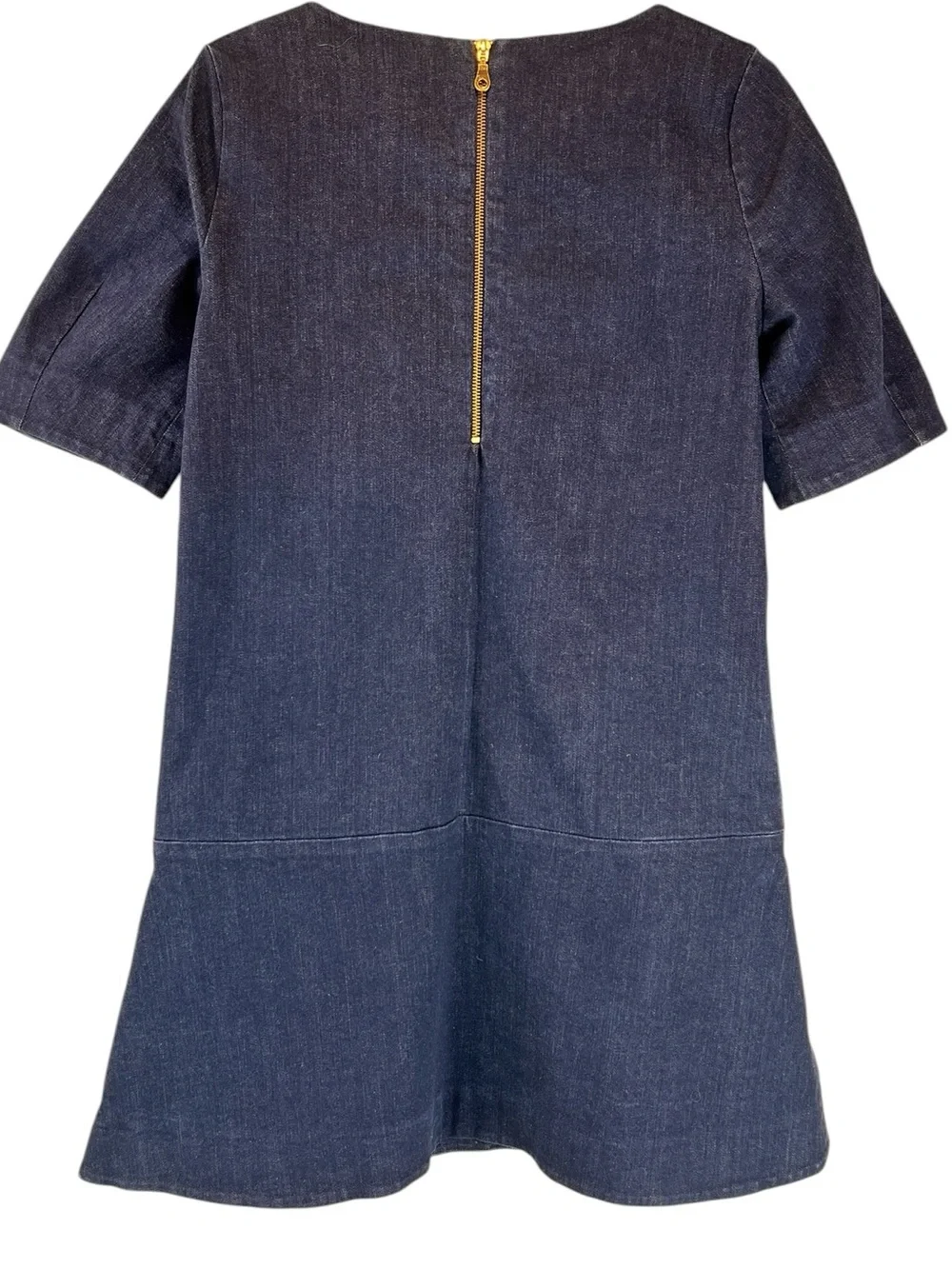 & Other Stories Dark Wash Denim Mini Dress Drop Waist Short Sleeve Pockets Sz 6